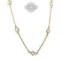 Gold Plated Sterling Silver Cubic Zirconia 4mm Bezel Necklace 143313
