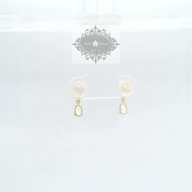 10k Yellow Gold Cubic Zirconia Tear Drop Earrings 155646