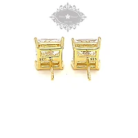 Gold Plated Sterling Silver Cubic Zirconia Princess Cut 9mm Studs 143344