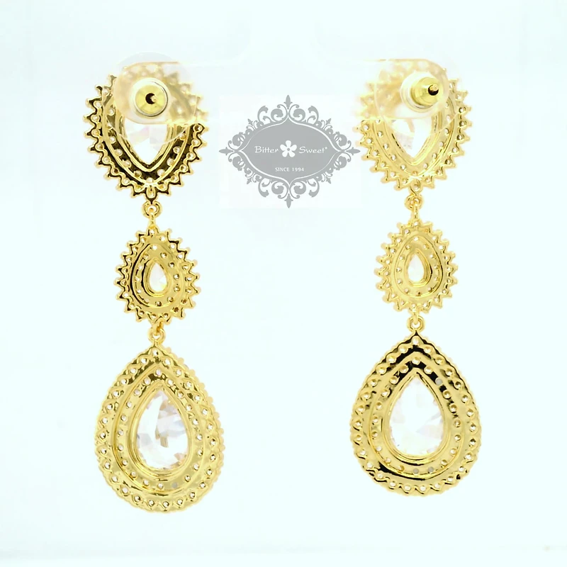 Bridal Silver Cubic Zirconia Tear Drop Earrings