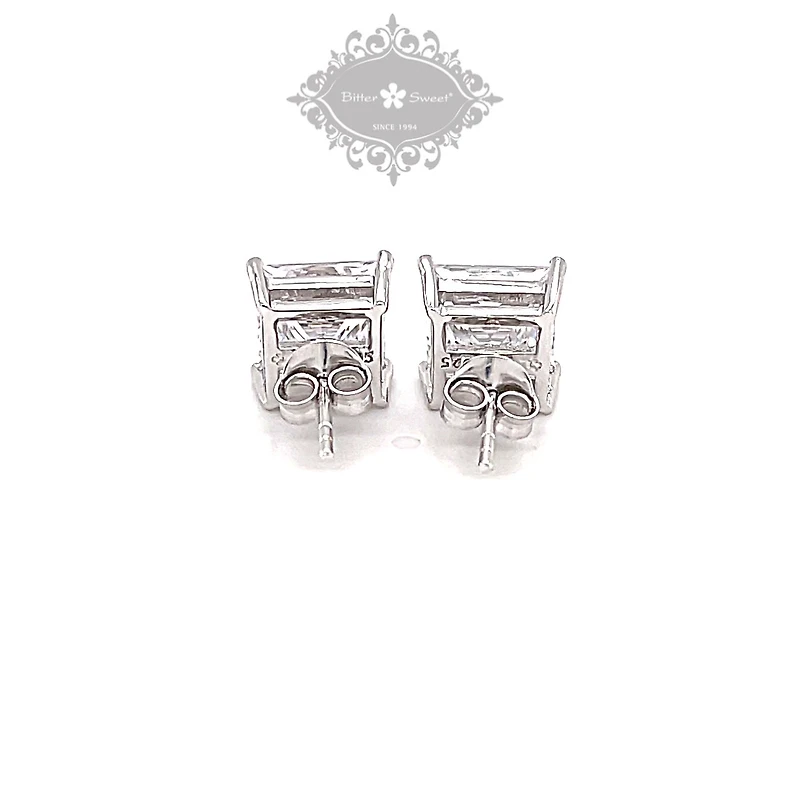 Sterling Silver Cubic Zirconia Princess Cut 7mm Studs 118049