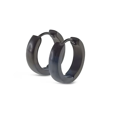 Stainless Steel Black Huggie Earrings 150394