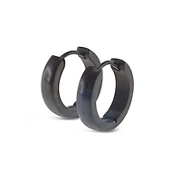Stainless Steel Black Huggie Earrings 150394