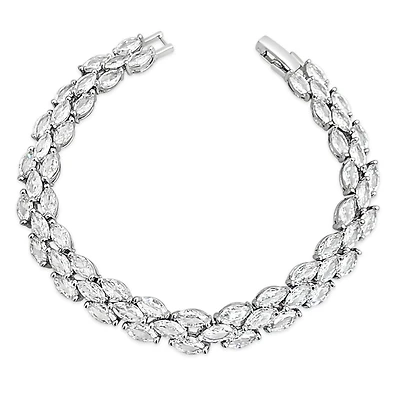 Bridal Silver  Cubic Zirconia Marquise   Bracelet 155189