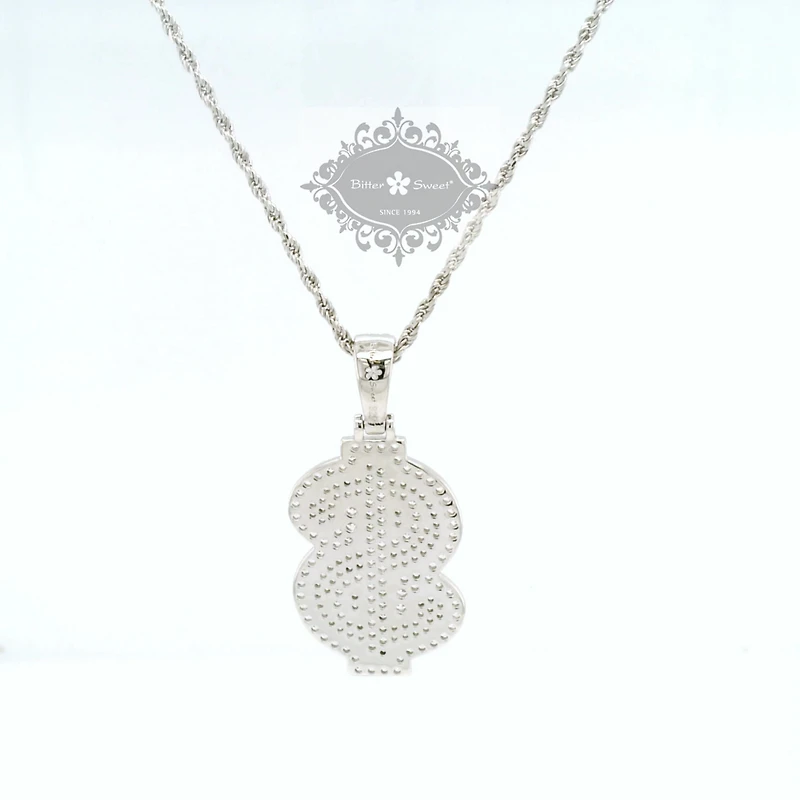 Sterling Silver Cubic Zirconia  $ Pendent  Necklace 155134