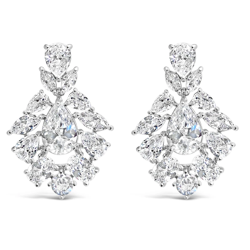 Bridal  Silver Tear Drop Jewel Cubic Zirconia Earrings 155177