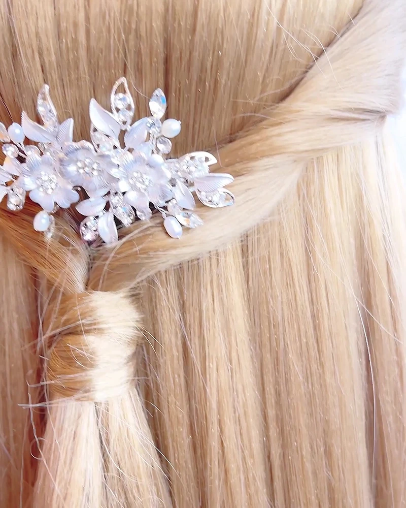 Bridal Flower Wire Silver Hairclip 152411