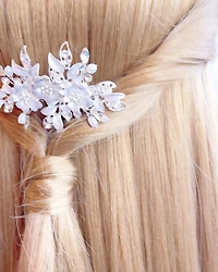 Bridal Flower Wire Silver Hairclip 152411