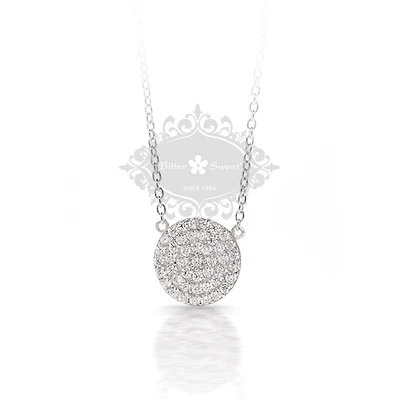 Sterling Silver 12mm Cubic Zirconia Disc Necklace