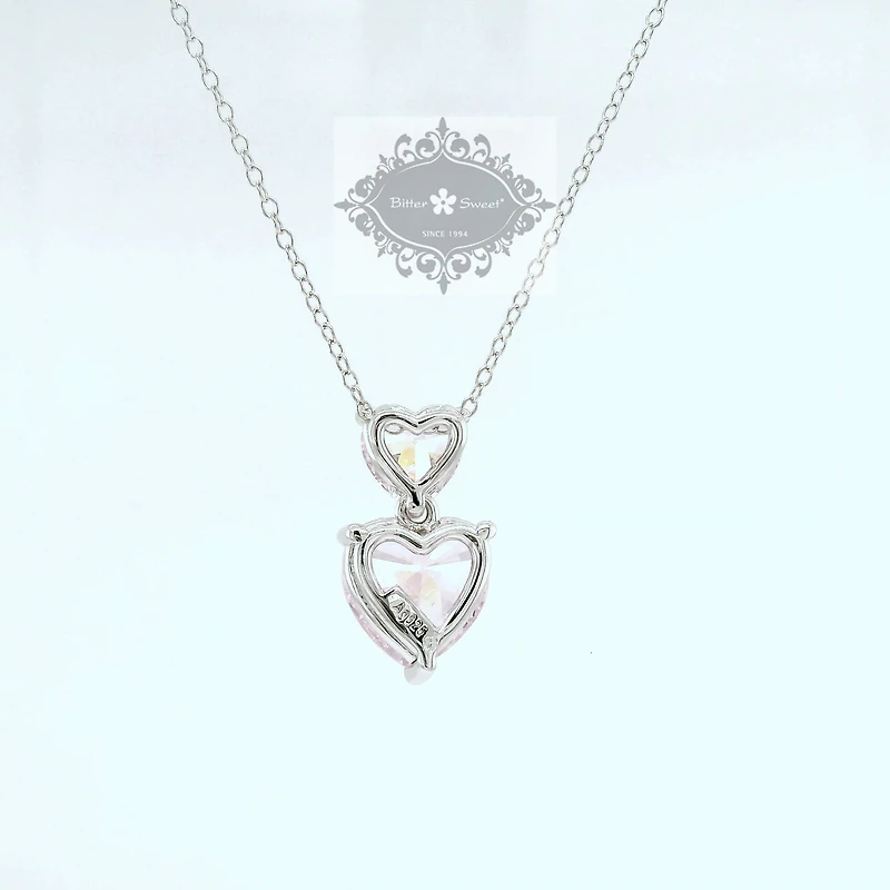 Sterling Silver Heart  Cubic  Zirconia Necklace 155491