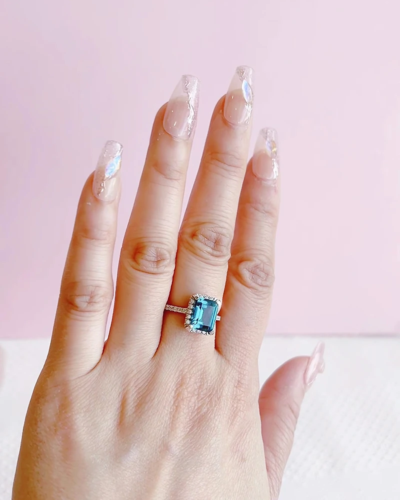 Sterling Silver Blue Cubic Zirconia Ring 151560