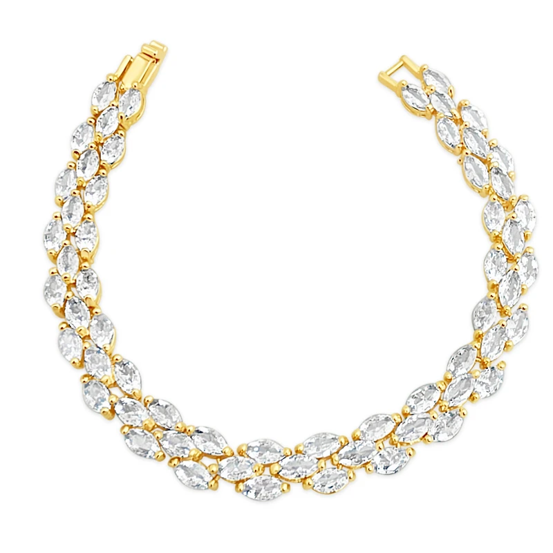 Bridal Gold Cubic Zirconia Marquise   Bracelet 155190