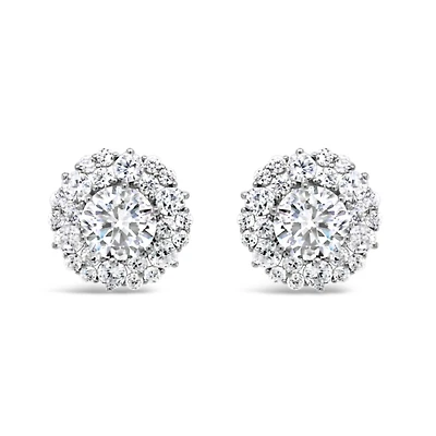 Sterling Silver  Round Cubic Zirconia Earrings 155045