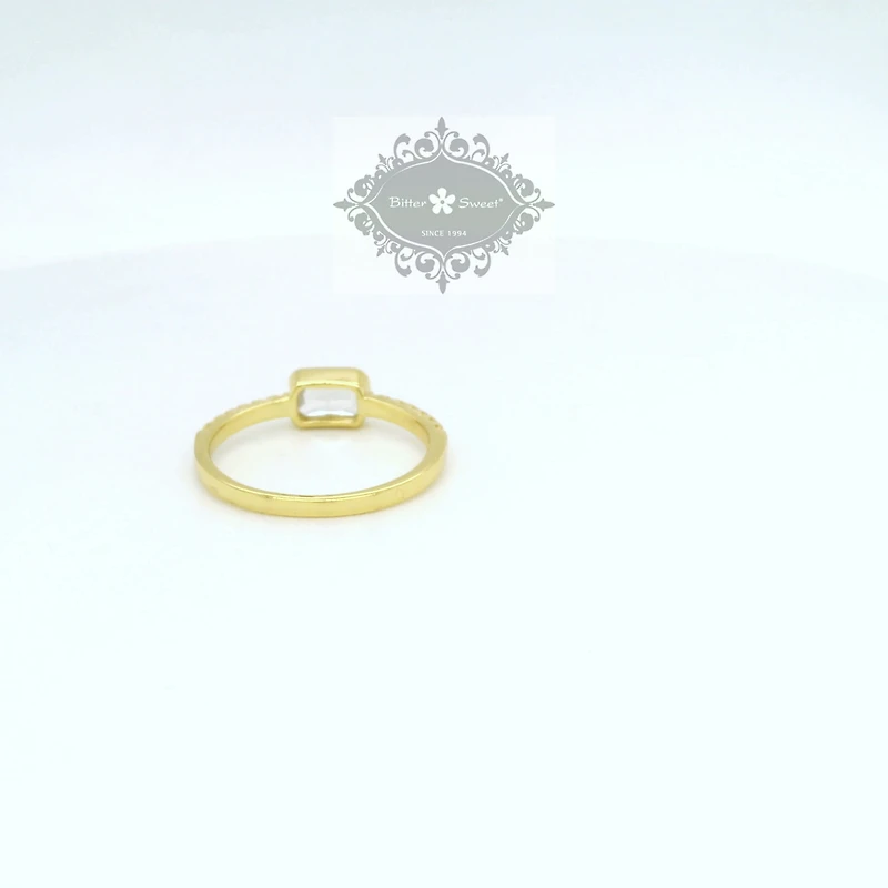 Gold Plated Sterling Silver Rec Cubic Zirconia Ring 154904