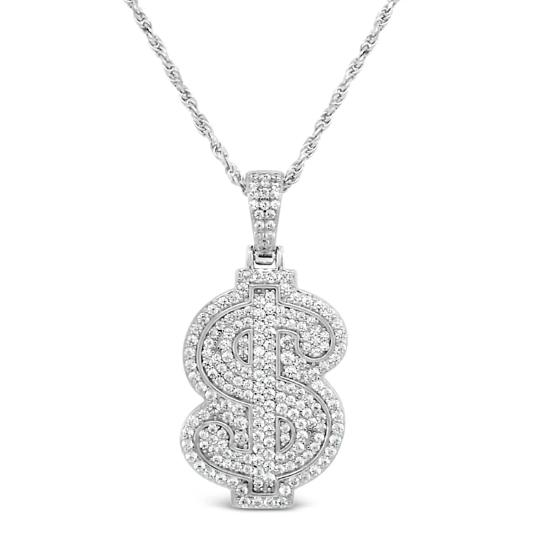 Sterling Silver Cubic Zirconia  $ Pendent  Necklace 155134