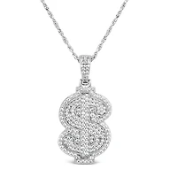 Sterling Silver Cubic Zirconia  $ Pendent  Necklace 155134