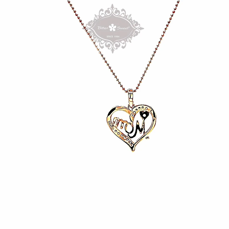 Rosegold Plated Sterling Silver Cubic Zirconia Mom Necklace 149143
