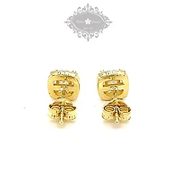 Gold Plated Sterling Silver Square Cubic Zirconia Earrings 144330