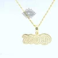 Yellow Gold Plated Sterling Silver Cubic Zirconia Boss  Pendent  Necklace 155139