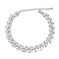 Bridal Silver Cubic Zirconia Marquise Leaf  Bracelet 155185