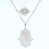 Sterling Silver Cubic Zirconia  Hamsa Pendent  Necklace 155136