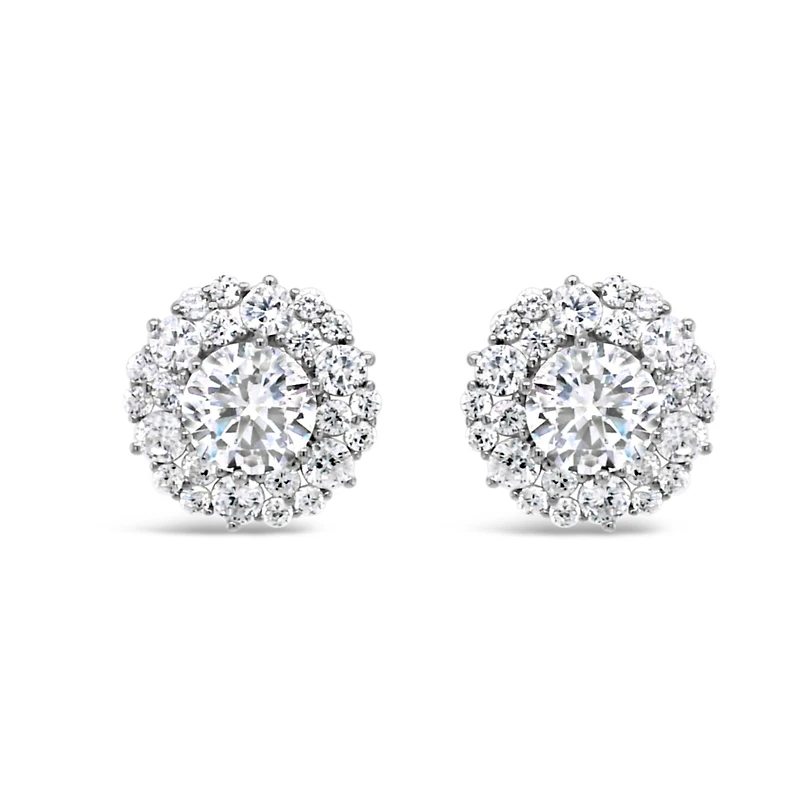 Sterling Silver  Round Cubic Zirconia Earrings 155045