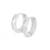 Stainless Steel Silver Square Huggie Earrings 150388