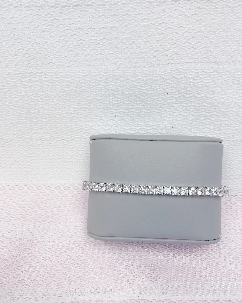 Sterling Silver 4mm Cushion Cubic Zirconia Tennis Bracelet 151078