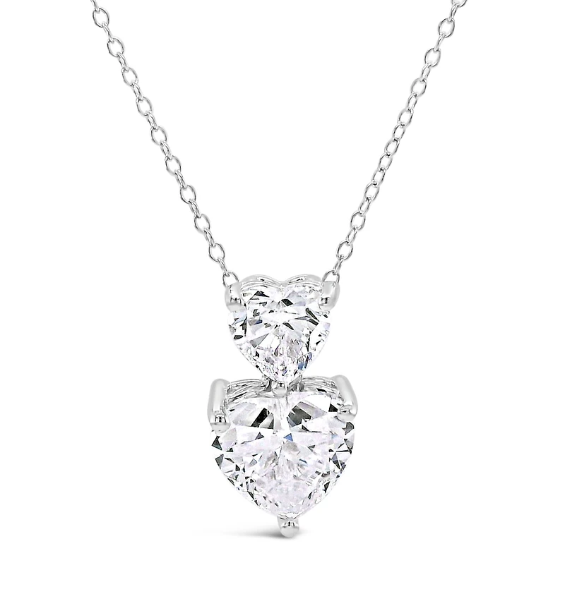 Sterling Silver Heart  Cubic  Zirconia Necklace155489