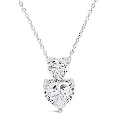 Sterling Silver Heart  Cubic  Zirconia Necklace155489