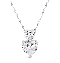 Sterling Silver Heart  Cubic  Zirconia Necklace155489