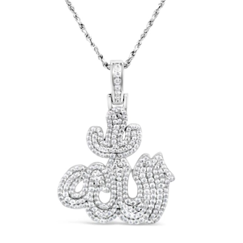 Sterling Silver Cubic Zirconia Allah Pendent  Necklace 155140
