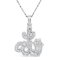 Sterling Silver Cubic Zirconia Allah Pendent  Necklace 155140
