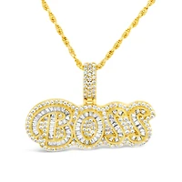 Yellow Gold Plated Sterling Silver Cubic Zirconia Boss  Pendent  Necklace 155139