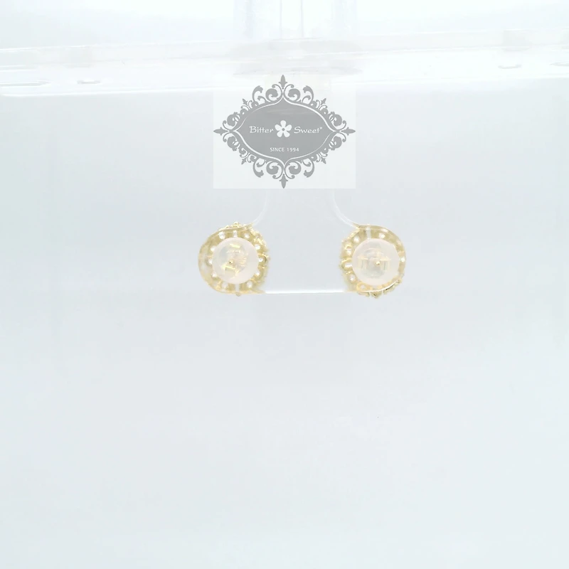 10k Yellow Gold Cubic Zirconia Oval shape outline Studs Earrings 155644