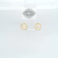 10k Yellow Gold Cubic Zirconia Oval shape outline Studs Earrings 155644