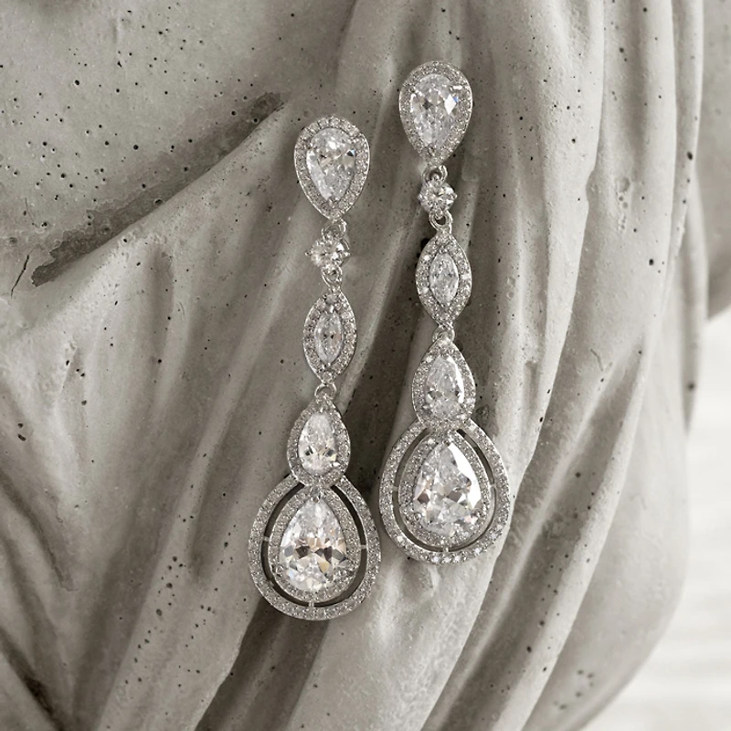 Bridal Cubic Zirconia Tear Drop  Earrings 125963