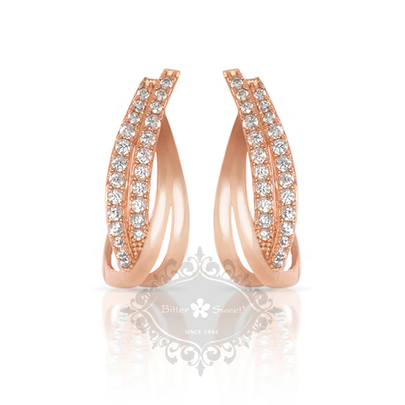 Rose Gold Plated Sterling Silver Cubic Zirconia Earrings
