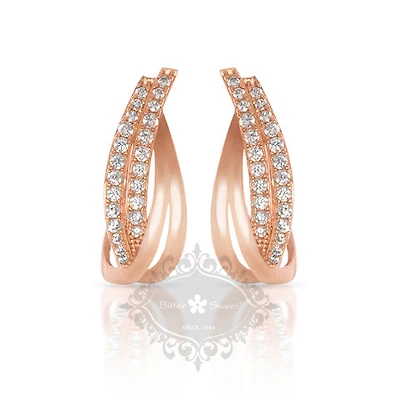 Rose Gold Plated Sterling Silver Cubic Zirconia Earrings