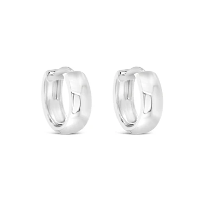 Sterling Silver  Round Plain Huggies Earrings 155078