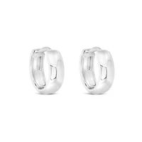 Sterling Silver  Round Plain Huggies Earrings 155078