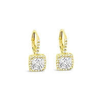 Gold Plated Sterling Silver Cubic Zirconia Square Outline Earrings 154843