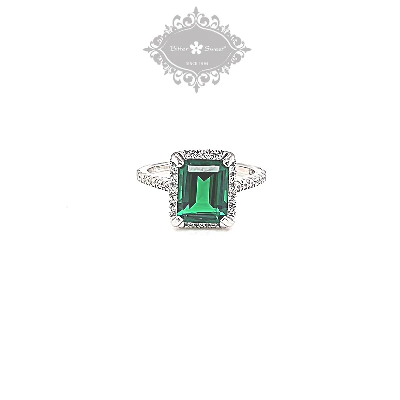 Sterling Silver Emerald Cubic Zirconia Ring