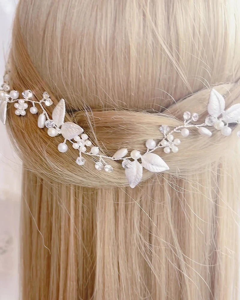 Bridal Leaf Wire Silver Hair Vine 152422