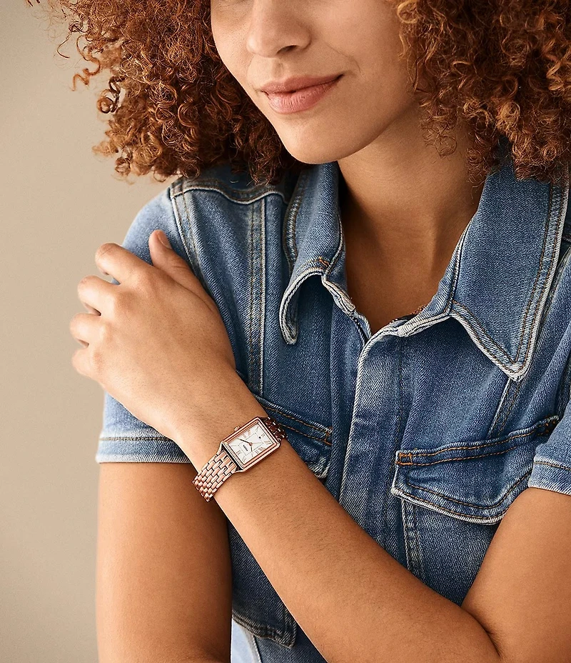 Fossil Raquel Three-Hand Date Rose Gold-Tone Stainless Steel Watch 155358