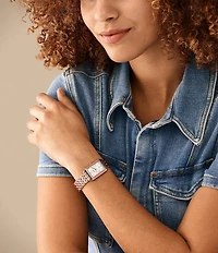 Fossil Raquel Three-Hand Date Rose Gold-Tone Stainless Steel Watch 155358