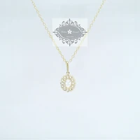 10k Yellow Gold Cubic Zirconia Oval with outline Pendant 155638