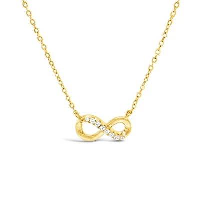 Yellow Gold Plated Sterling Silver Infinity Cubic Zirconia Necklace 153808