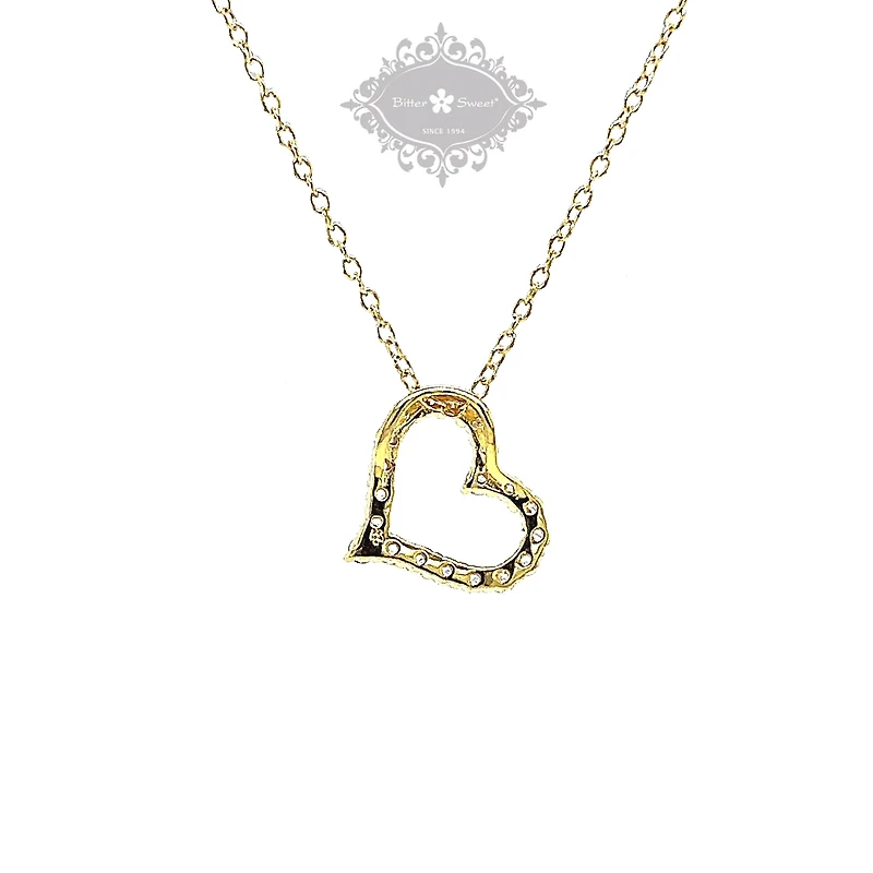Gold Plated Sterling Silver Cubic Zirconia Heart Necklace 148597