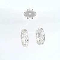 Sterling Silver  Cubic Zirconia Baguette Huggies Earrings 155066